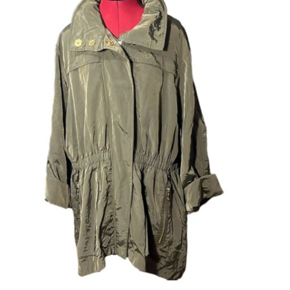 Seven7 size 2X army green hooded zip up utility jacket